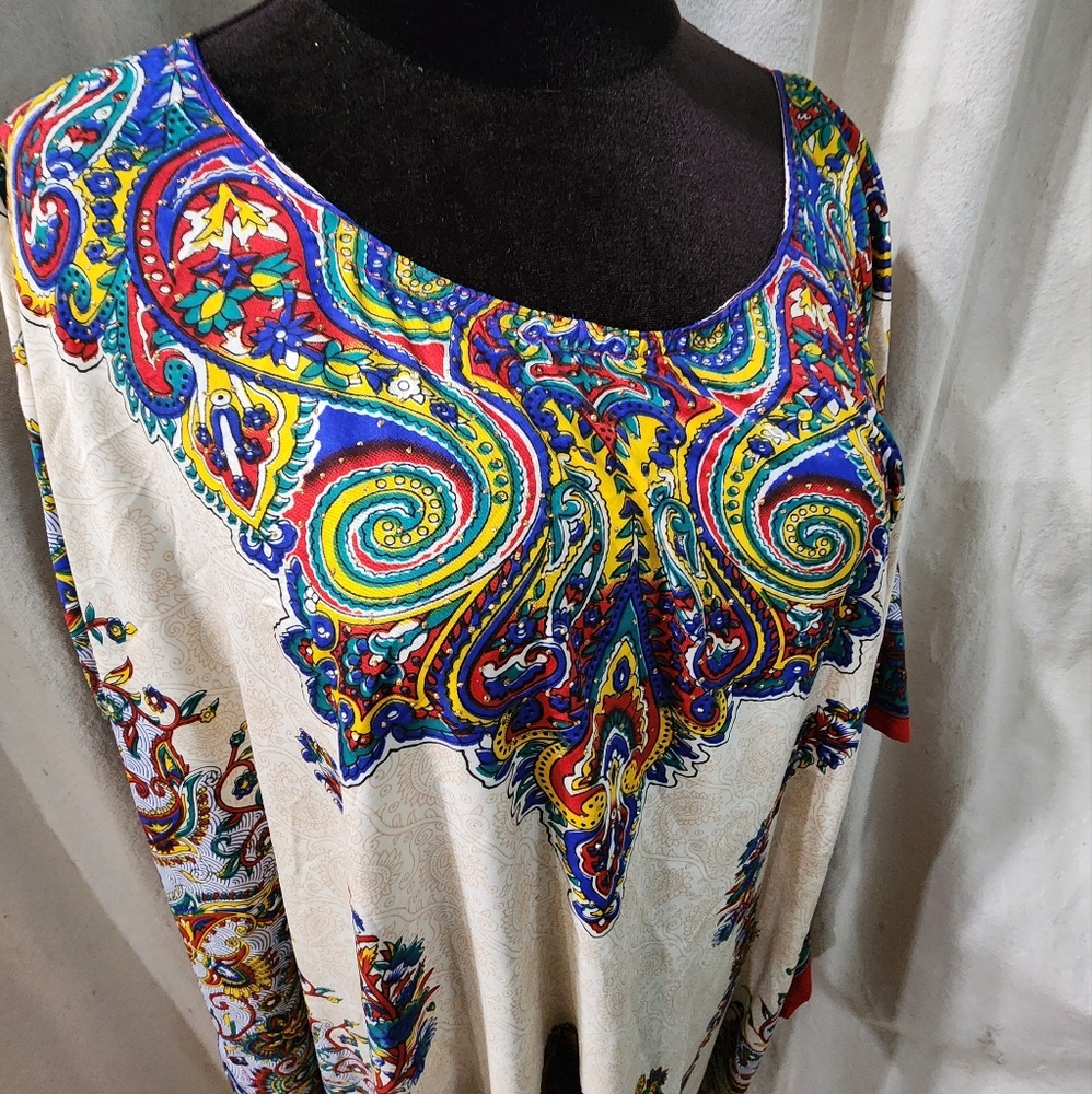 Sante Classics One Size Satin Kimono Caftan Muu Muu Vintage  Dress Embellished